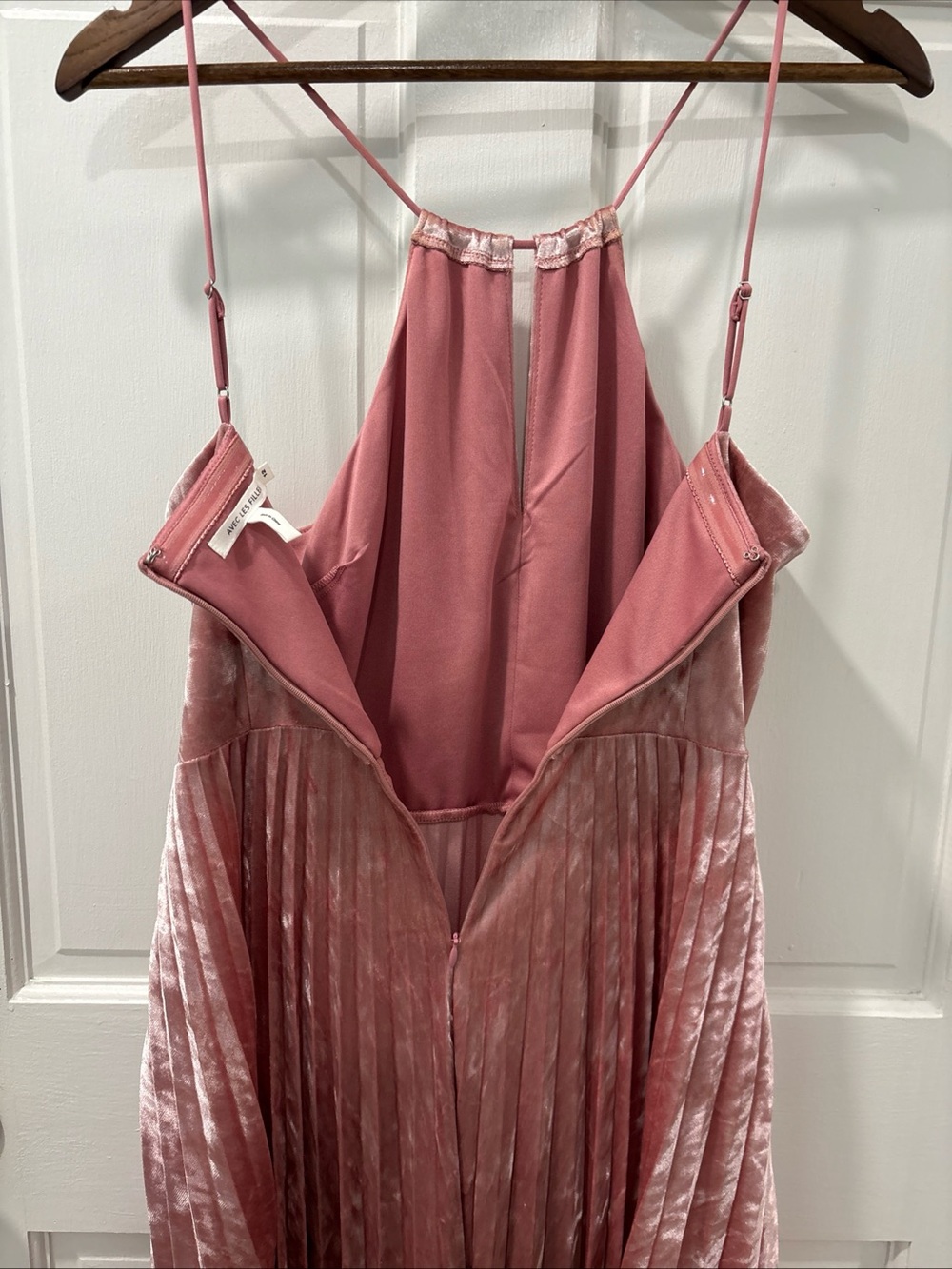 Avec Les Filles Women’s Pink Velvet Pleated Skirt Midi Dress Size 12 Party EUC - Picture 9 of 10